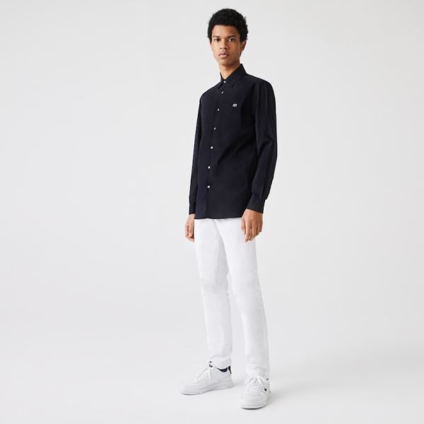 Lacoste Slim Fit Stretch Cotton Poplin Shirt Pánské - Šortky Tmavě Blankyt Blankyt | CZ-TPxvLe